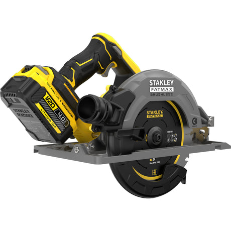 Stanley Fatmax V20 18 V Kreissäge 190 mm Handkreissäge (schwarz gelb, Akku und Ladegerät im Lieferumfang enthalten, mit Koffer)