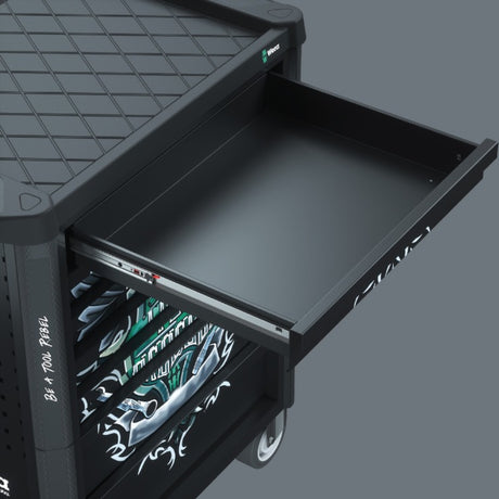 Wera 9700 Tool Rebel Werkstattwagen 1, 94-teiliger Werkzeugwagen (schwarz, inkl. 4 Moosgummieinlagen mit Werkzeug)