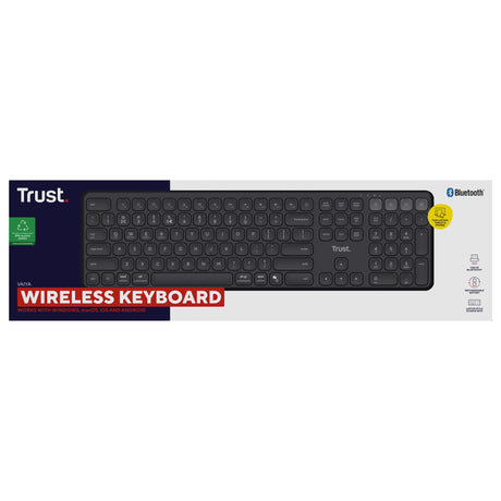 Vertrauen Sie der kabellosen Vaiya-Tastatur (schwarz, US-Layout (QWERTZ), 100 %, Bluetooth 2,4 GHz)