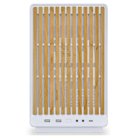 Lian li a3-matx weiß (Wood Edition) Midi-Tower-Gehäuse (weiße Holzfarbe | 2x USB-A | 1x USB-C | gehärtetes Glas)