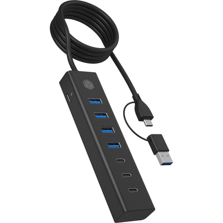 Icy Box ib-hub1737-c3 7-Port-USB-Hub (schwarz, USB 3.2 Gen 1 Typ-C)