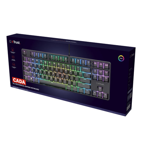 Trust GXT 864 Cada Kompakte mechanische TKL-Gaming-Tastatur (Schwarz, US-Layout (Qwerty), Huano Brown, RGB)