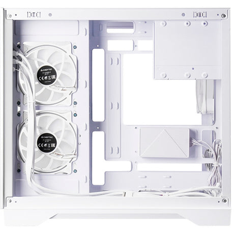 Chieftec Visio Midi Tower Gehäuse (weiß | 2x USB-A | 1x USB-C | RGB | gehärtetes Glas)