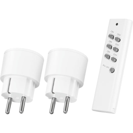 ClickOnClickOff Kompaktes kabelloses Steckdosenschalter-Set APC2-2300R Schalter (weiß)