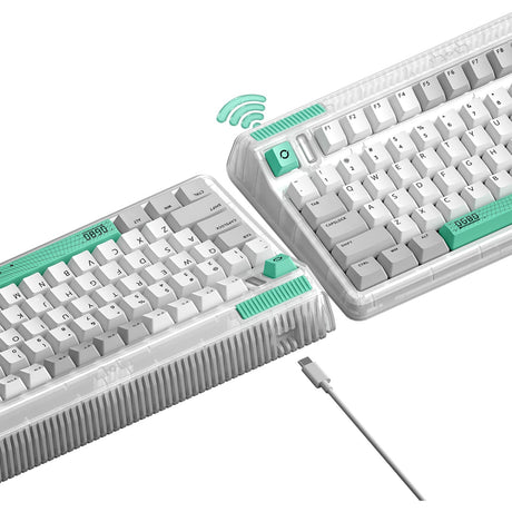 Iqunix OG80 kabellose mechanische Wurmloch-Tastatur (grau, US-Layout (QWERTY), Cherry MX Brown, 80 % (TKL), RGB-LEDs, Hot-Swap-fähig, PBT, 2,4 GHz | Bluetooth 5.1 | USB-C)