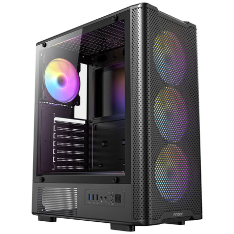 Antec VX310 ArGB Midi-Tower-Gehäuse (schwarz | 3x USB-A | gehärtetes Glas)