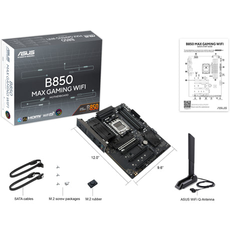 Asus b850 max gaming wifi socket am5 moederbord (raid, 2.5gb-lan, wi-fi 6e, bt, sound, atx)