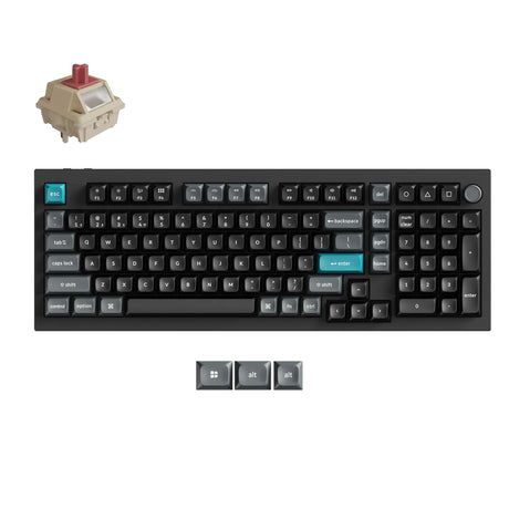 Keychron Q5 Ultra-M3 8K kabellose, benutzerdefinierte mechanische Tastatur (schwarz, US-Layout (QWERTY), Seidenpom-Rot, 96 %, RGB, Hot-Swap, 8 K, 2,4 GHz | Bluetooth 5.2 | USB-C)