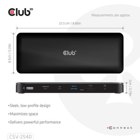 Club 3D 14-1 USB-C Quad-Display-Dockingstation (Schwarz)