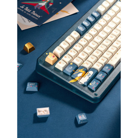 Iqunix ZX75 Sky Encounter kabellose mechanische Tastatur (blau, US-Layout (QWERTY), Iqunix Silent Rose, 75 %, RGB-LEDs, Hot-Swap-fähig, Double-Shot PBT, 2,4 GHz | Bluetooth 5.1 | USB-C)