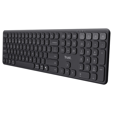 Vertrauen Sie der kabellosen Vaiya-Tastatur (schwarz, US-Layout (QWERTZ), 100 %, Bluetooth 2,4 GHz)