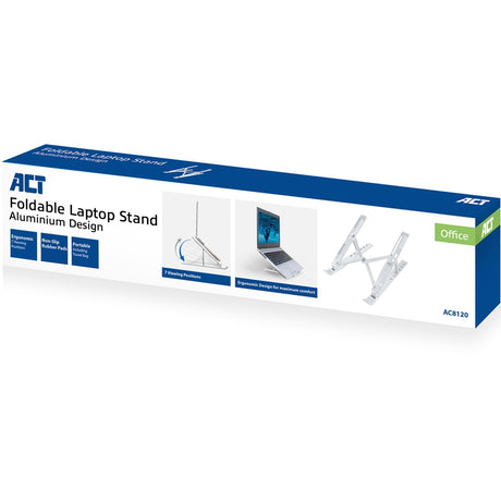 Act Connectivity Laptopständer Aluminium, faltbar (Aluminium, höhenverstellbar in 7 Positionen)