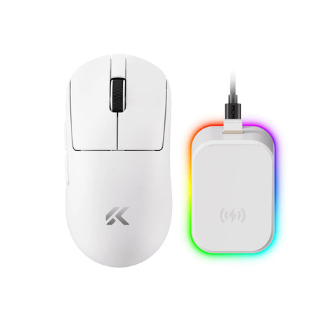 Mchose A7 V2 Ultra+ Gaming-Maus (weiß, 42.000 dpi, 8K, 2,4 GHz Bluetooth USB-C)
