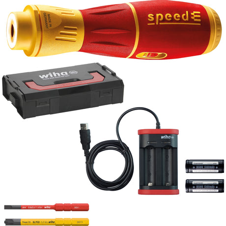 Wiha 44318 | E-Schraubendreher speede® ii electric | 7 Stück | mit Slimbits | 2x 1,6-Ah-Akku und USB-Ladegerät in L-Boxx Mini - 44318
