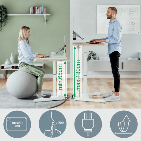 Leitz Ergo Sitz-Steh-Schreibtisch elektrisch – höhenverstellbar – kleiner Schreibtisch – mit Memory-Funktion – 80 x 60 cm – weiß