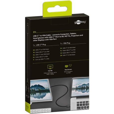 Goobay USB-C-auf-VGA-Adapterkabel (schwarz, 1,8 Meter)