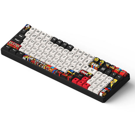 Iqunix F97 Graffiti Diary kabellose mechanische Tastatur (schwarz, US-Layout (QWERTY), TTC Gold Pink, 96 %, RGB-LEDs, Hot-Swap-fähig, PBT, 2,4 GHz | Bluetooth 5.1 | USB-C)