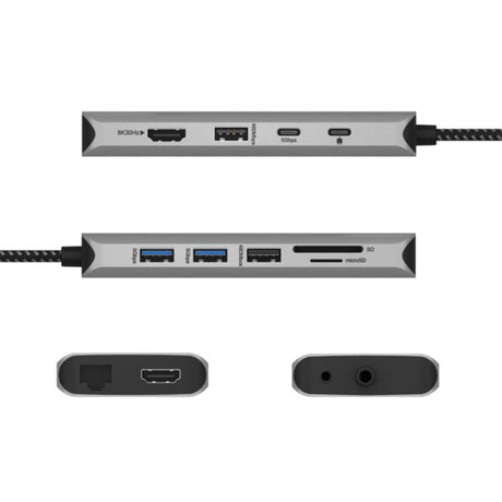 Icy Box ib-dk4061-cpd Dockingstation (anthrazit, USB-A, USB-C, HDMI, Kartenleser, Gigabit LAN)