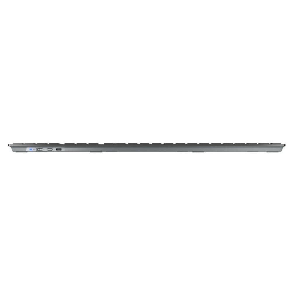 Cherry KW 9100 Slim, Tastatur (Schwarz Silber, EU-Layout (QWERTY), Scherenschalter, ABS, USB-C, 2,4 GHz, Bluetooth)