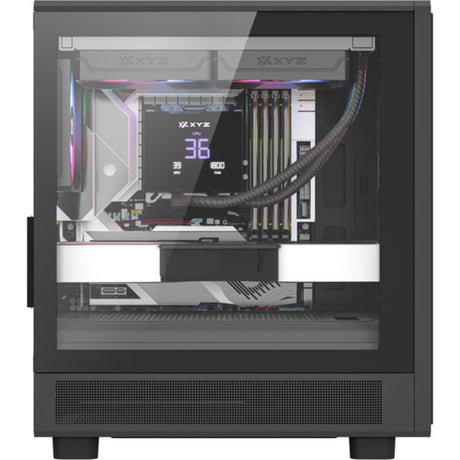 Xyz PC Gear Atom Midi-Tower-Gehäuse (schwarz | 2x USB-A | 1x USB-C | gehärtetes Glas)