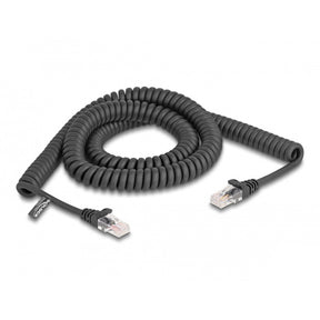 Delock RJ-45 Spiralkabel Stecker auf Stecker Cat.5e (schwarz, 3 Meter)