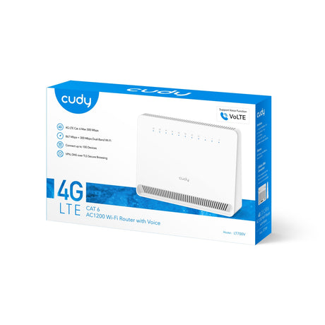Cudy AC1200 Wi-Fi 4G LTE-Cat6 Gigabit-Router LT700V Mesh-Router (weiß, Mesh, App, Nano-Sim-Steckplatz)