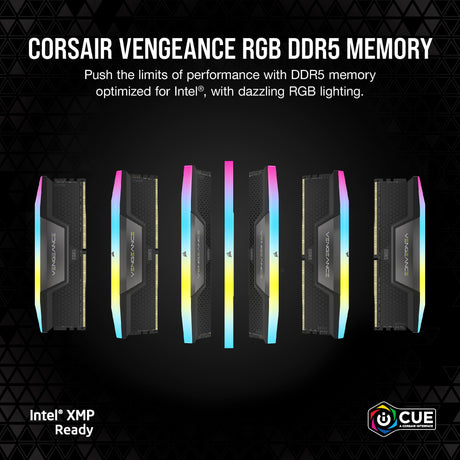 Corsair vengeance rgb 32 gb ddr5-6000 (2x 16 gb) werkgeheugen (zwart, cmh32gx5m2d6000z38, xmp, expo)