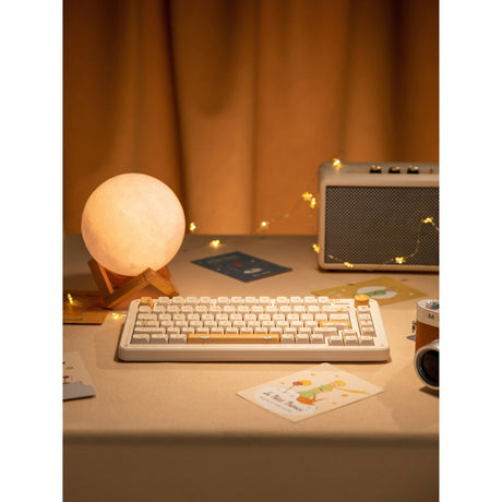 Iqunix zx75 Sunset Ponder kabellose mechanische Tastatur (hellgelb, US-Layout (QWERTY), Iqunix Silent Rose, 75 %, RGB-LEDs, Hot-Swap-fähig, Double-Shot PBT, 2,4 GHz | Bluetooth 5.1 | USB-C)