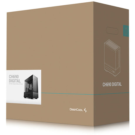 Deepcool ch690 digitales Midi-Tower-Gehäuse (schwarz | 2x USB-A | 1x USB-C | gehärtetes Glas)