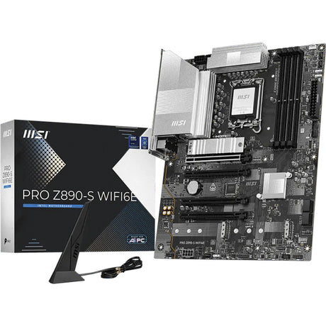 Msi pro z890-s wifi6e socket 1851 moederbord (zwart zilver, raid, 2.5gb-lan, wi-fi 7, bt 5.4, sound, atx)