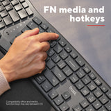 Trust Keyra ergonomische kabellose Tastatur (schwarz, US-Layout (QWERTY), 100 %, 2,4 GHz USB | Bluetooth)