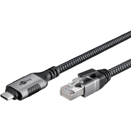 Goobay Netzwerkadapter USB-C 3.2 gen1 auf RJ-45 (Schwarz Silber, 2 Meter)
