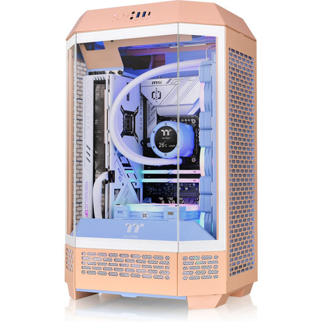 Thermaltake the tower 300 - peach fuzz mini tower behuizing (perzik | 3x usb-a | tempered glass)
