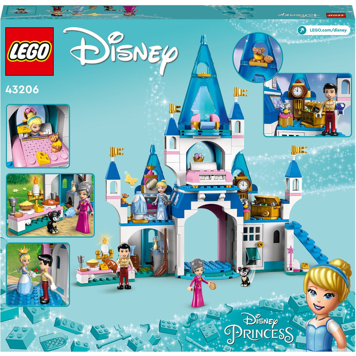 Lego Disney Princess – Bauspielzeug „Aschenputtels Schloss und der hübsche Prinz“ (43206)