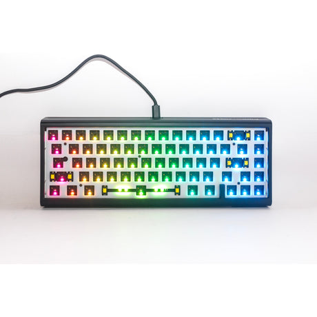Ducky Projectd Tinker 65 mit QMK über mechanische RGB-Tastatur (Schwarz, US-Layout (QWERTY), 65 %, Barebone, RGB-LEDs, Hot-Swap-fähig, Dichtungsmontage)