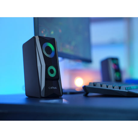 Trust GXT 606 JAVV RGB Illuminated 2.0 Lautsprecherset PC-Lautsprecher (Schwarz)