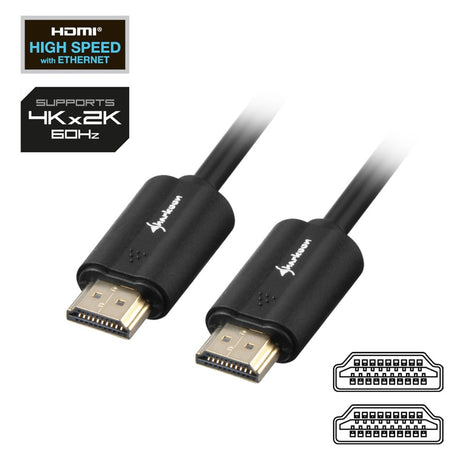 Sharkoon HDMI 2.0 Kabel (schwarz, 10 Meter, 4k)