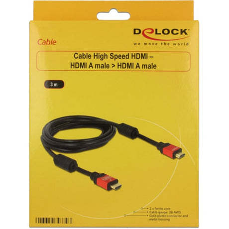 Delock High Speed HDMI – HDMI a Stecker > HDMI a Stecker Kabel (schwarz, 3 Meter)