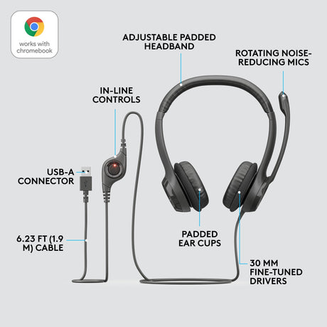 Headset logitec h390 usb schwarz