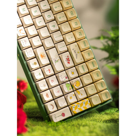 Iqunix F97 Floral Date RGB mechanische Gaming-Tastatur (grün, US-Layout (QWERTZ), Gateron-Rot, 96 %, RGB-LEDs, Hot-Swap-fähig, PBT, 2,4 GHz | Bluetooth 5.1 | USB-C)
