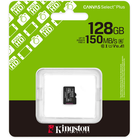 Kingston Canvas Select Plus 128 GB MicroSDXC-Speicherkarte (schwarz, UHS-I U1, Klasse 10, V10)