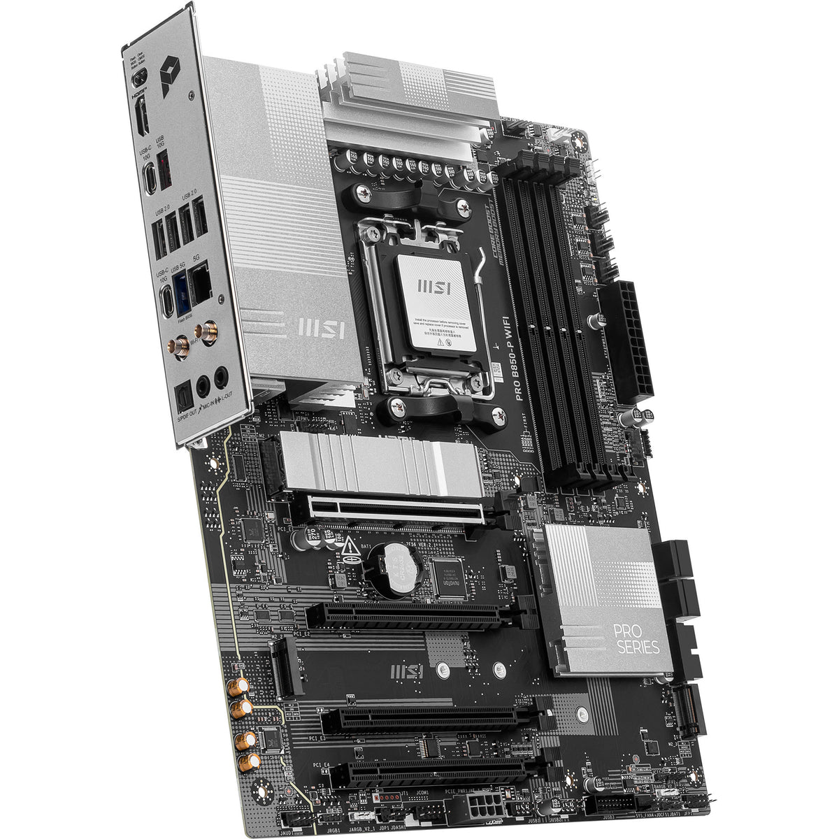 Msi pro b850-p wifi socket am5 moederbord (raid, 5gb-lan, wi-fi 7, bt, sound, atx)