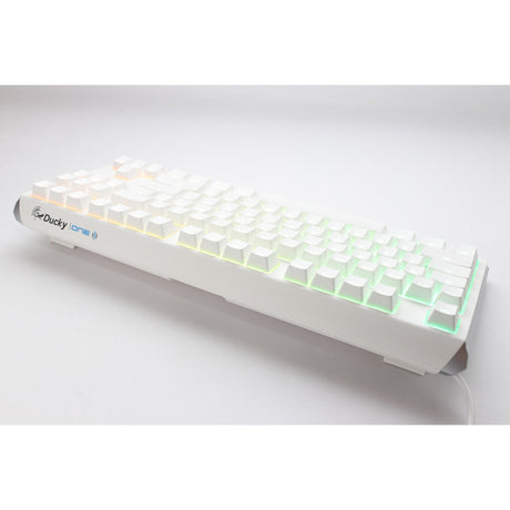 Ducky One 3 klassische reinweiße TKL-RGB-mechanische Tastatur (weiß, US-Layout (QWERTZ), Cherry-MX-Rot, 80 % (TKL), RGB-LEDs, Double-Shot-PBT, Hot-Swap-fähig, Quack-Mechanik)