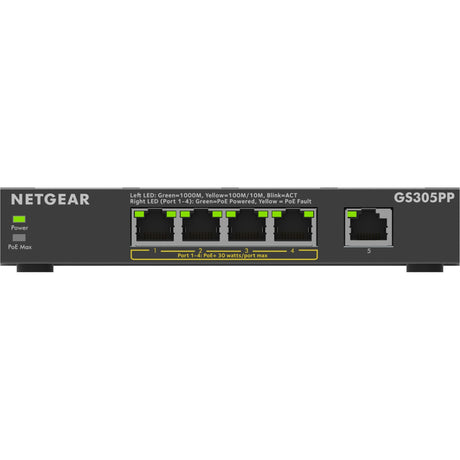 Netgear 5-Port-Gigabit-Ethernet-PoE+-Unmanaged-Switch (GS305PP) (schwarz)
