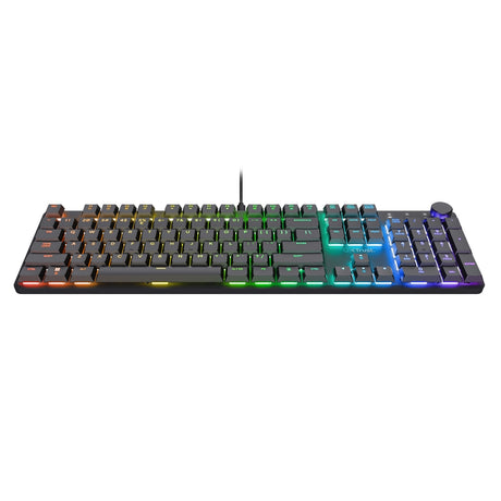 Mechanische Gaming-Tastatur Trust GXT 866 Torix (Schwarz, US-Layout (QWERTY), Huano Red, 100 %, RGB)