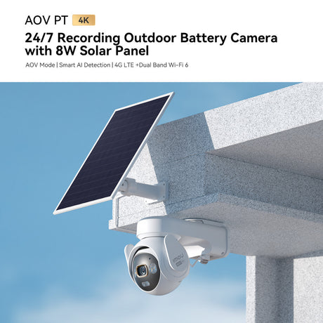 Imou Aov PT 4K Kit (WiFi+4G) SIM-Karte SD-Überwachungskamera (weiß, 8 MP, WiFi 6, 4G LTE, Solarpanel, KI-Erkennung)