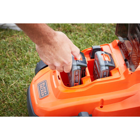 Black+Decker BCMW3318L2-QW 2x 18V Rasenmäher (orange schwarz, 2x 18V 2,5Ah Akku und Ladegerät im Lieferumfang enthalten)