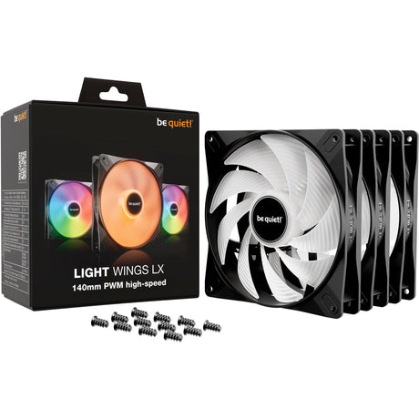 Ruhig sein! Light Wings lx pwm High-Speed-RGB-Gehäuselüfter (schwarz, 3 Stück, 140 x 140 x 25 mm)