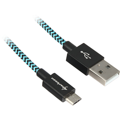 Sharkoon USB 2.0 Kabel, USB-A > Micro-USB B (schwarz hellblau, 3 Meter)