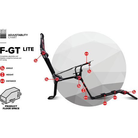 Next Level Racing F-GT Lite faltbarer Rennsimulator (Schwarz Rot)